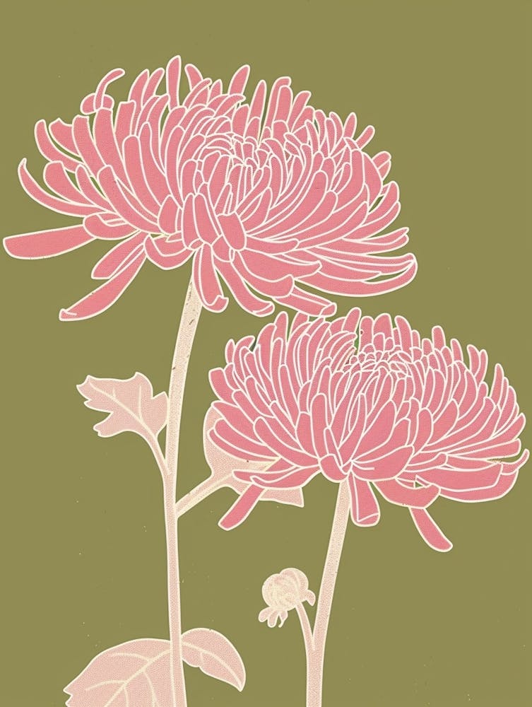 Pink & Green Chrysanthemum 1