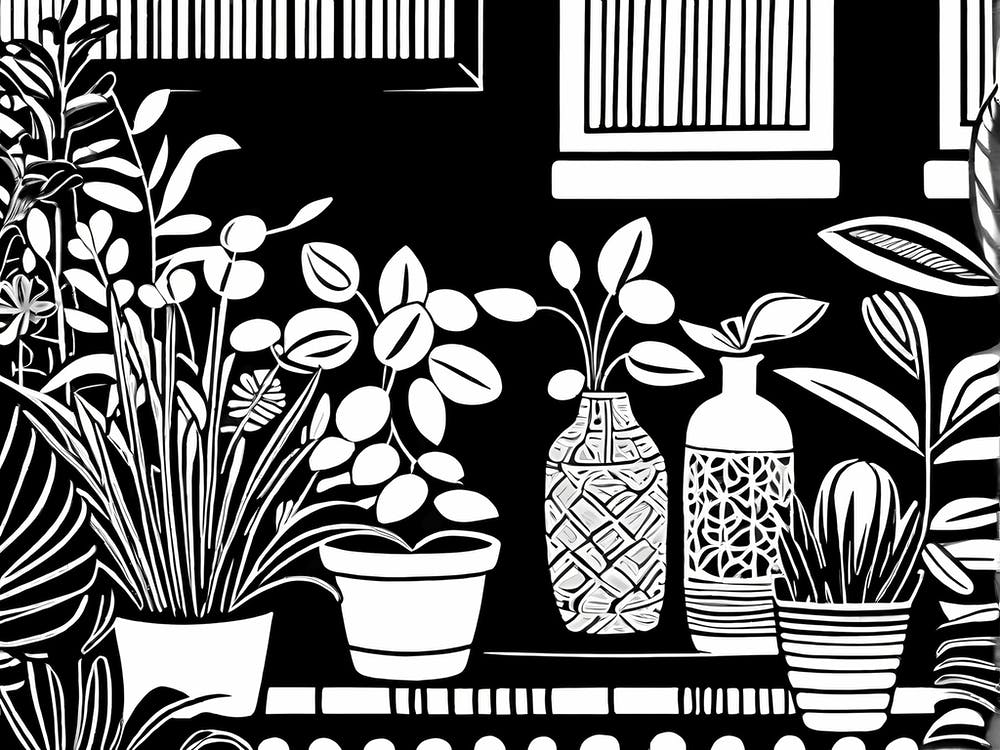 Lion cut inspired Black and white Garden plants & flowers art, Gardening art, Garden 212
