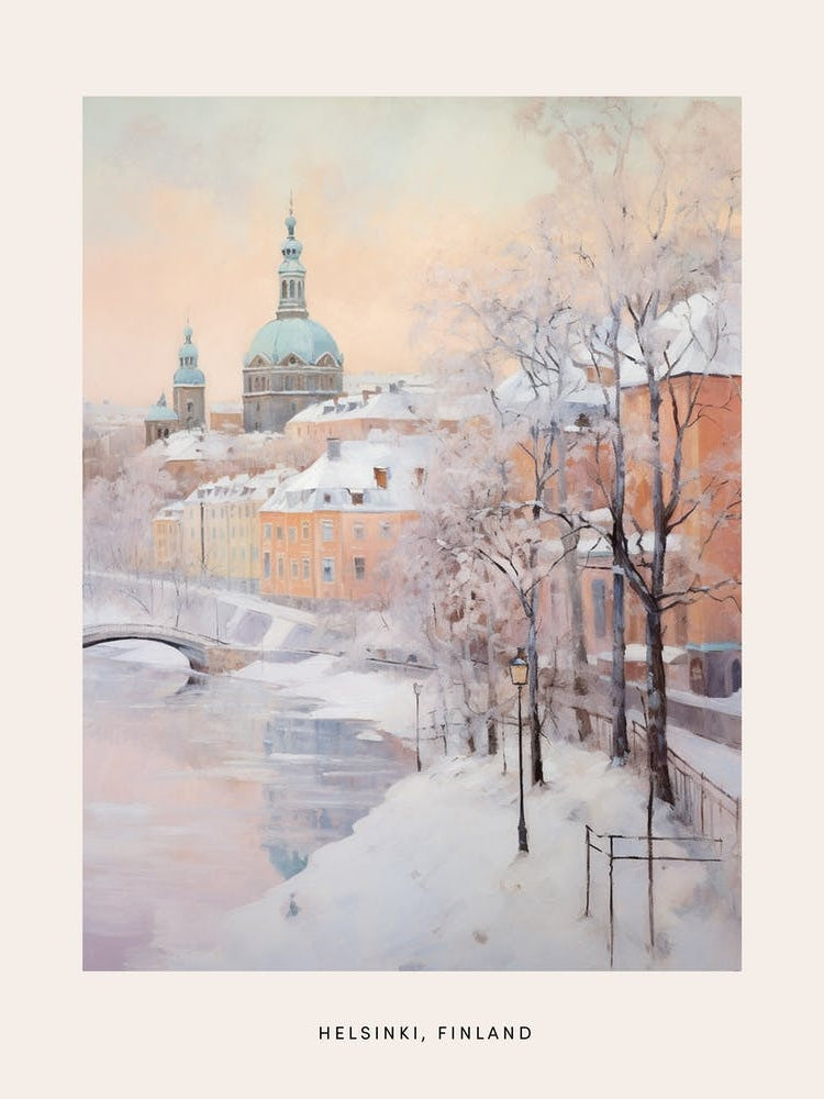Dreamy Winter Painting Poster Helsinki Finland 2
