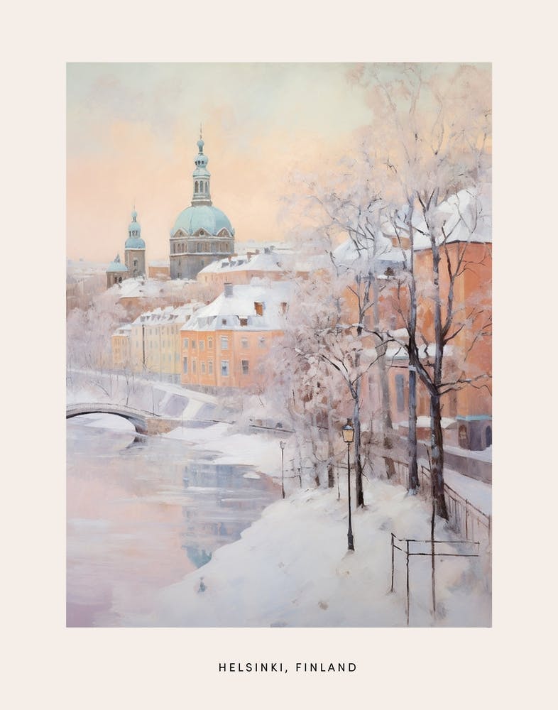 Dreamy Winter Painting Poster Helsinki Finland 2