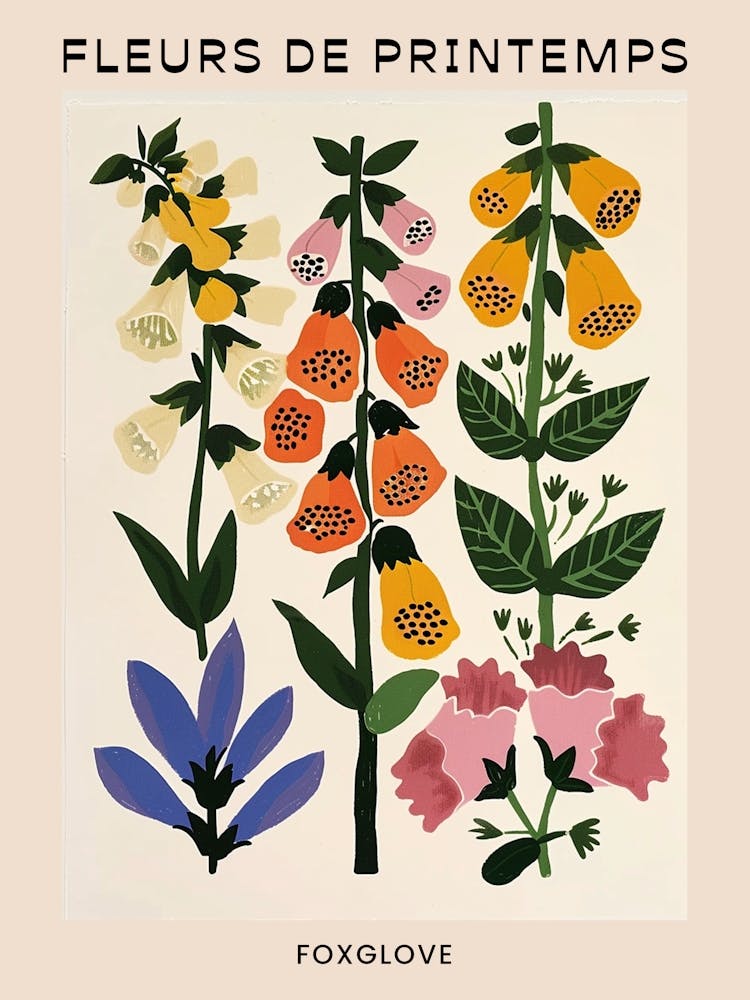 Spring Floral French Poster  Foxglove 1