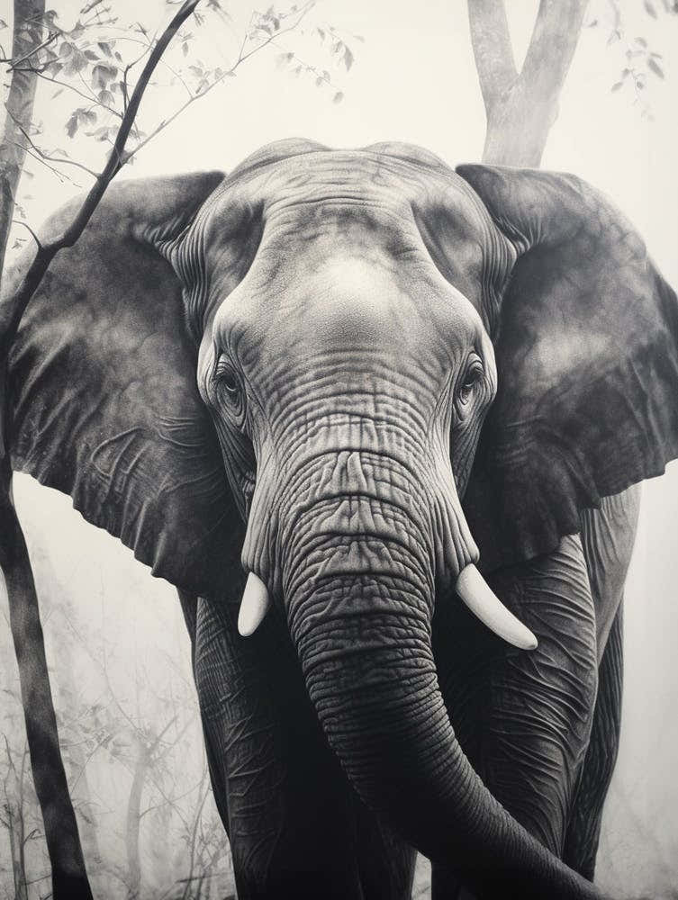 African Elephant Realism Portrait 1