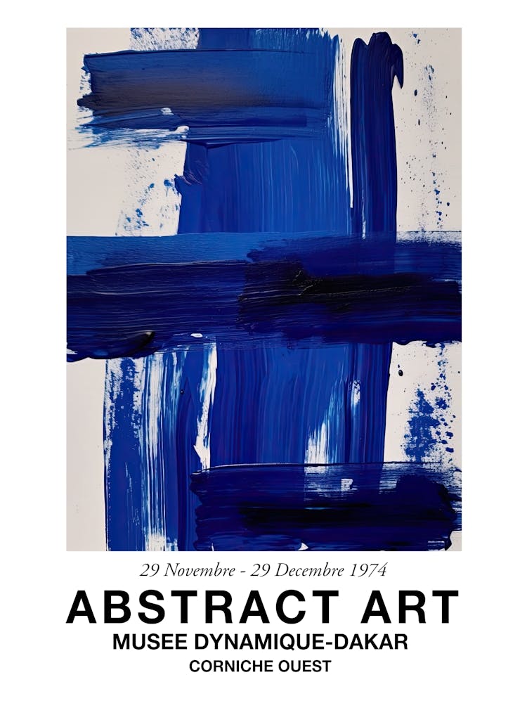 Coups de Pinceau Bleus Abstraits 7 - Affiche d'Exposition