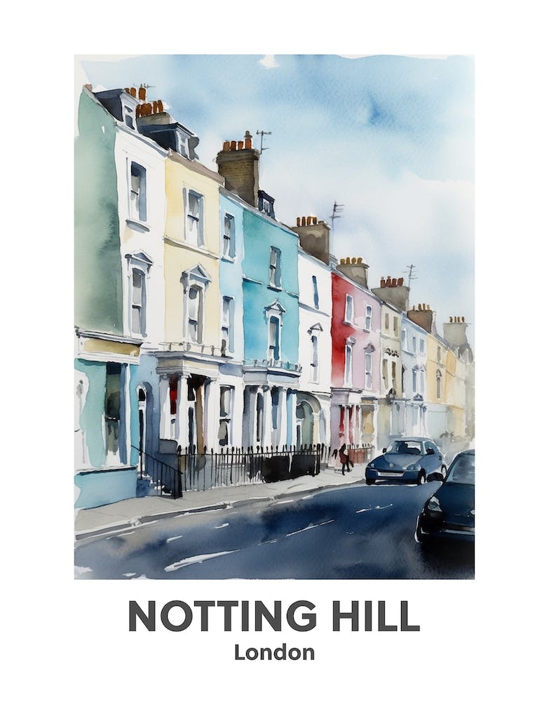 Notting Hill, London 1 Watercolour Travel Poster