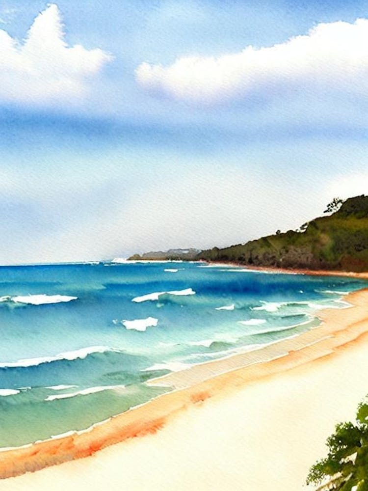Nobby'S Beach 3, Australia Watercolour