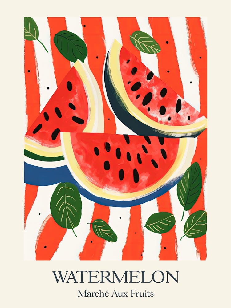 Marche Aux Fruits Watermelon Fruit Summer Illustration 4