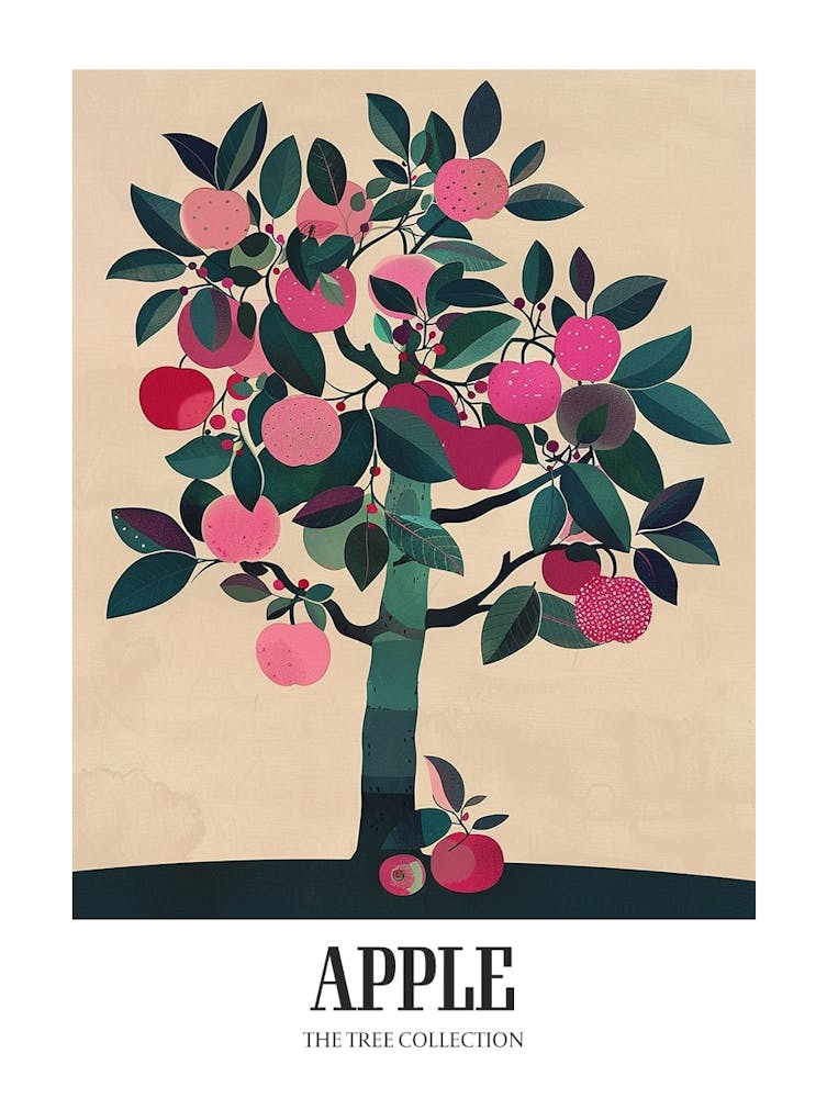 Apple Tree Colourful Illustration 3 Poster