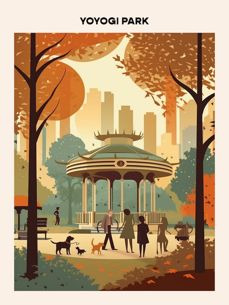 Yoyogi Park Midcentury Travel Poster