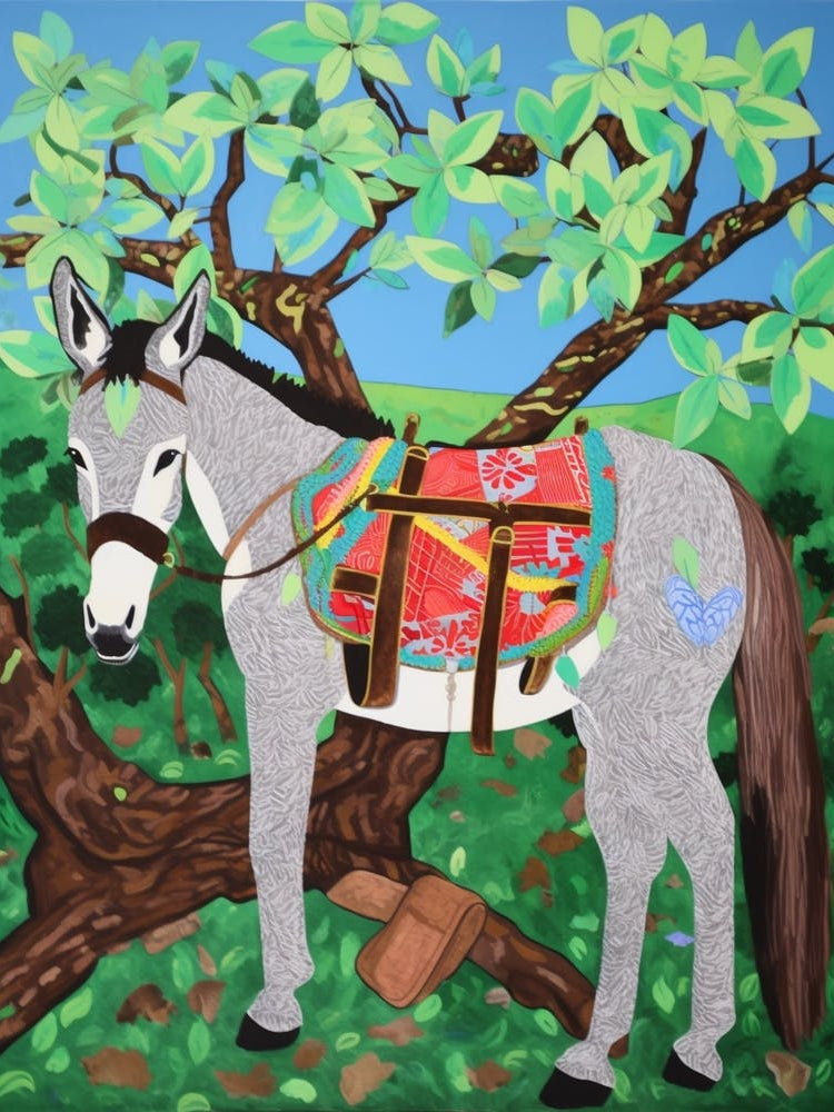 Maximalist Animal Painting Donkey 2