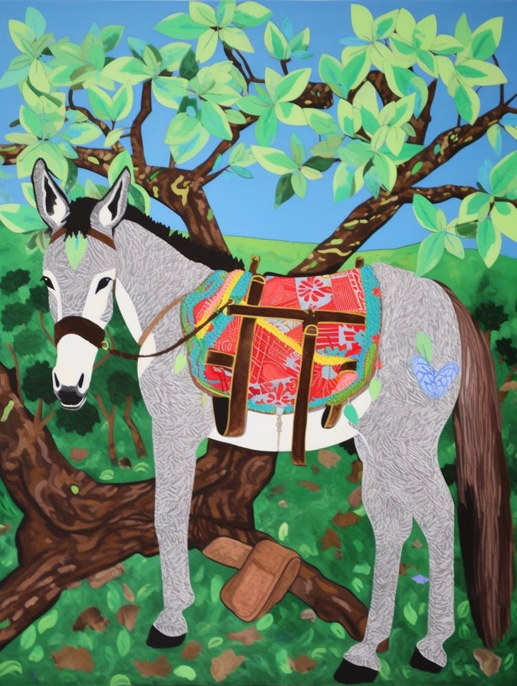 Maximalist Animal Painting Donkey 2