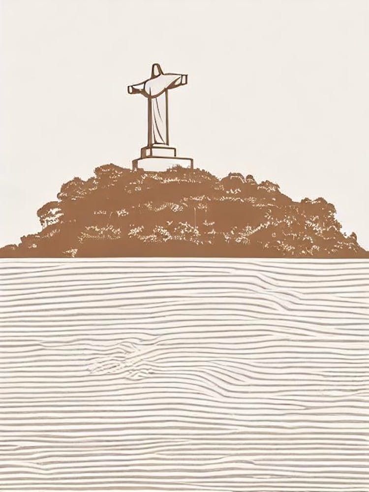 Christ Redeemer Statue 2 Rio De Janeiro Boho Landmark Illustration