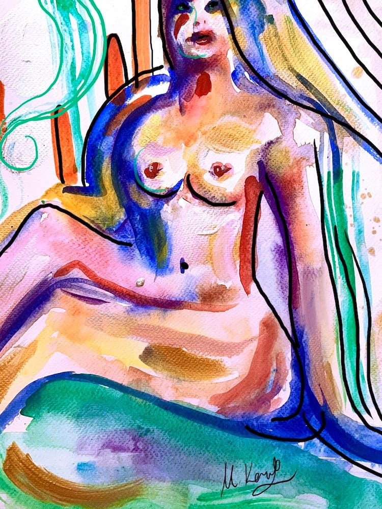 Abstract Woman Colourful Nude