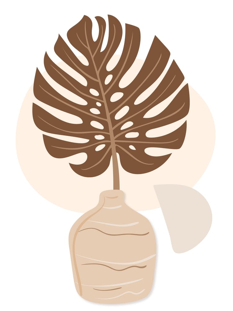 Plant In A Vase Beige Boho Botanical