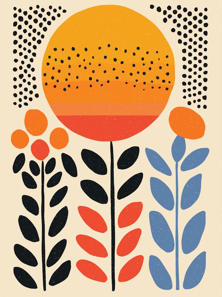 Sunset With Flowers