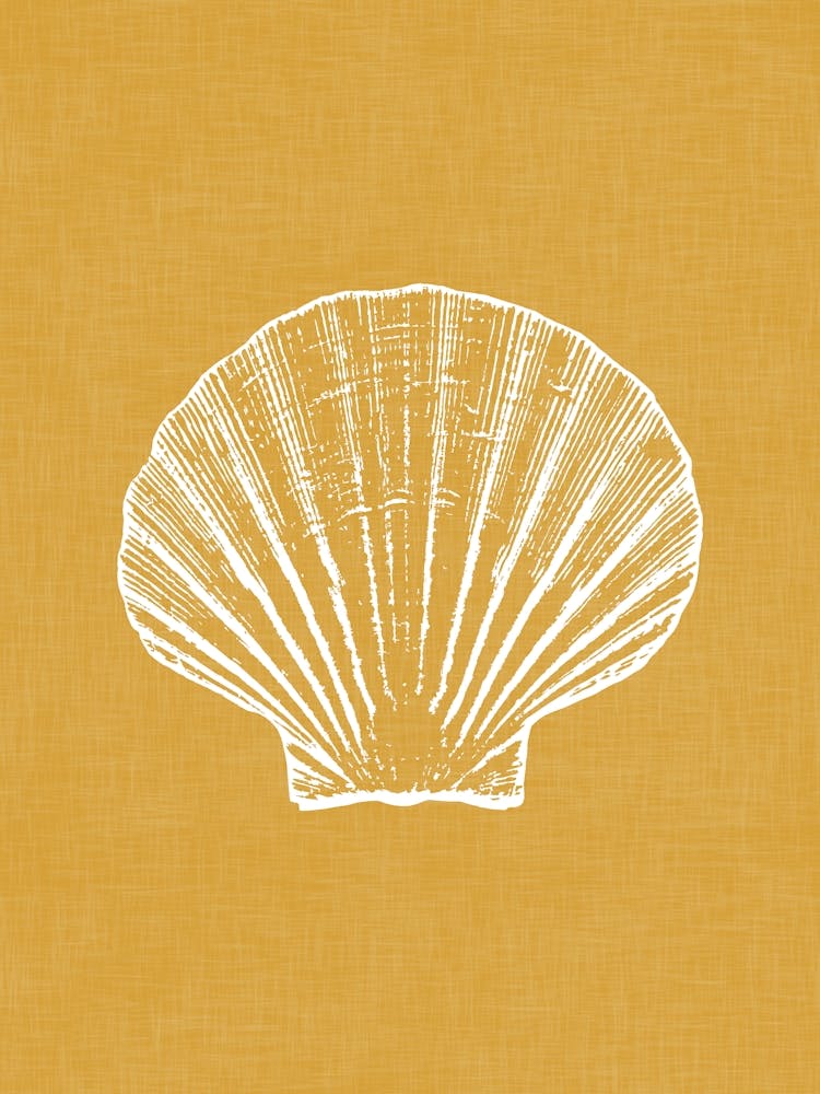 Vintage Sea Shell Silhouette In Mustard Yellow