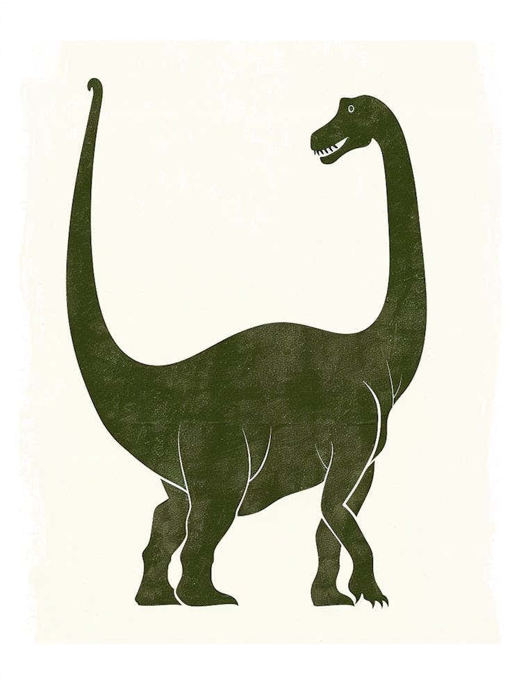 Olive Green Dinosaur Silhouette 3