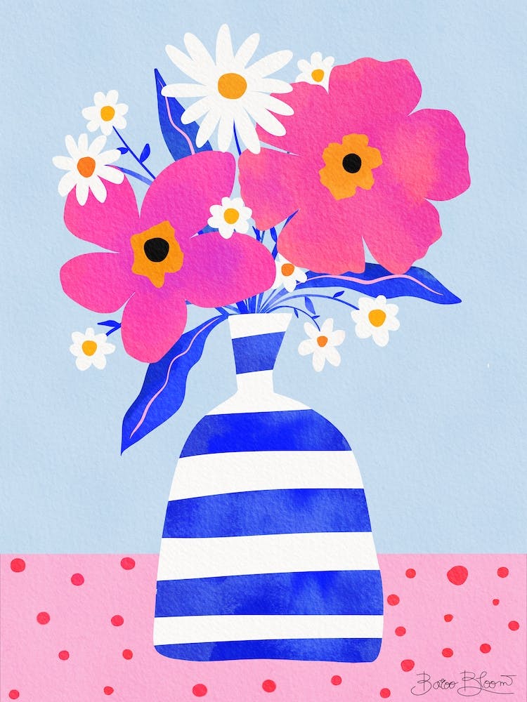 Maximalist Flower Vase - Pink Art