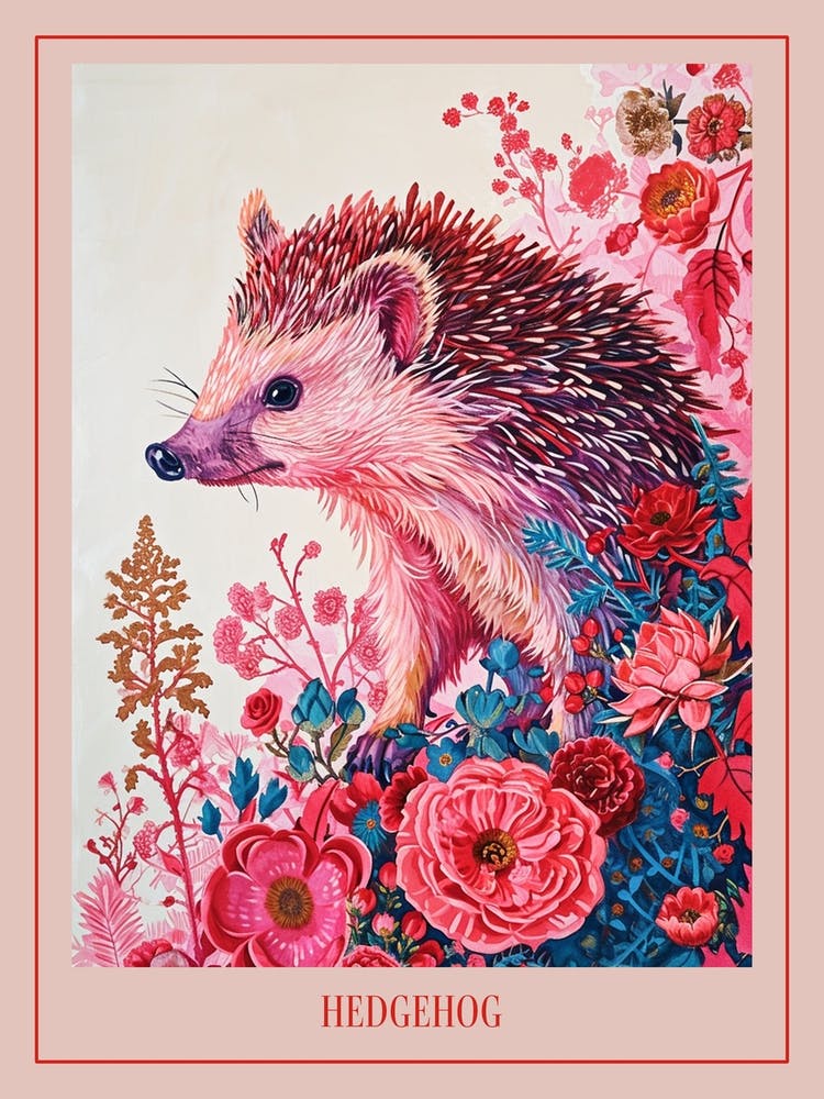 Florales Tiermalerei Igel 2 Poster