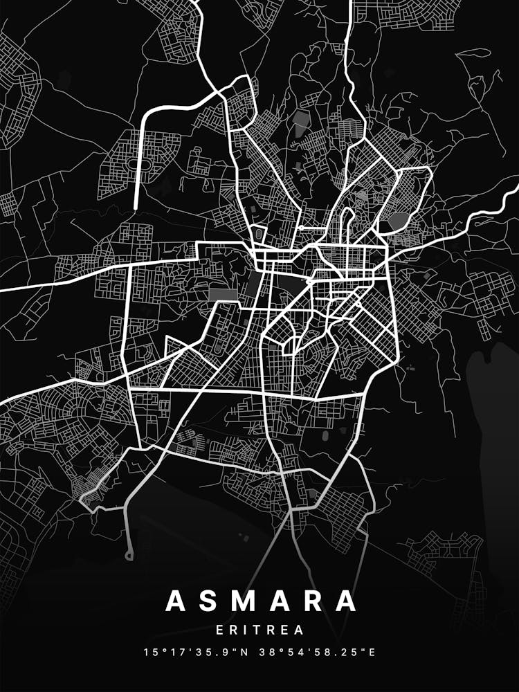 Asmara Eritrea Black Map