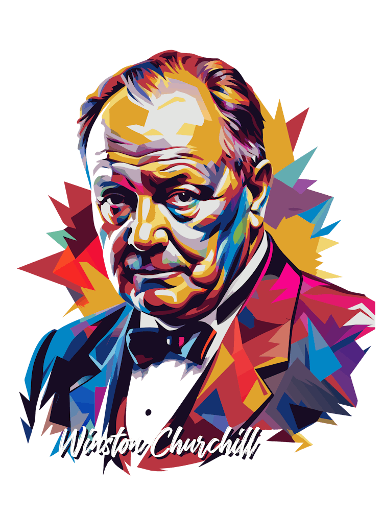 Winston Churchill 02 Portrait WPAP Pop Art
