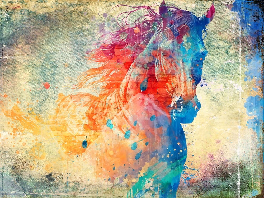Horse Art Painting Drawing Vintage Retro Illustration Design 06