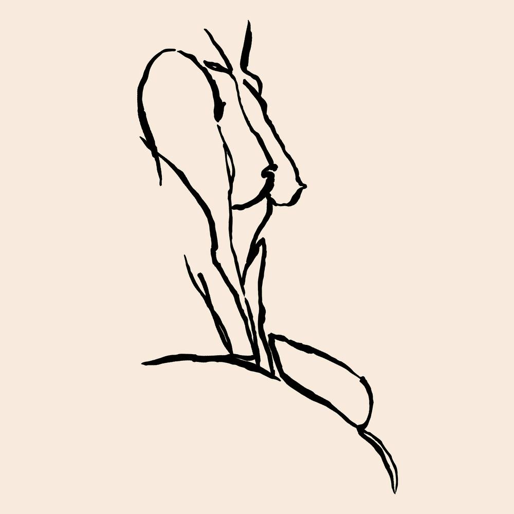 Dessin à l'Encre Carré "Waiting"