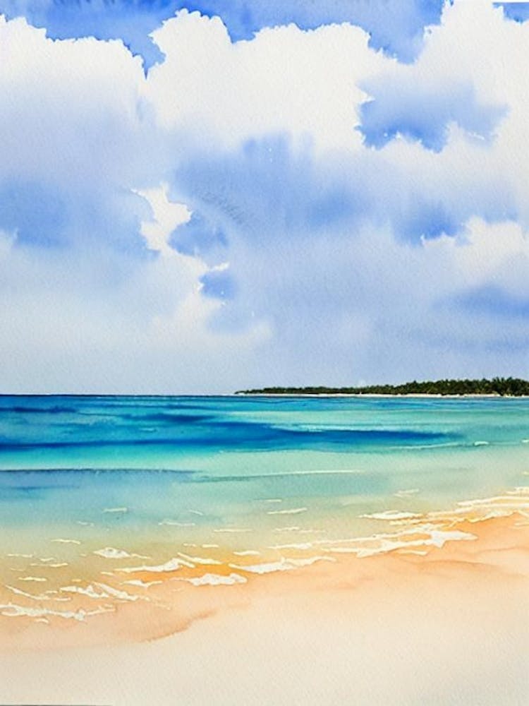Taino Beach, Bahamas Watercolour