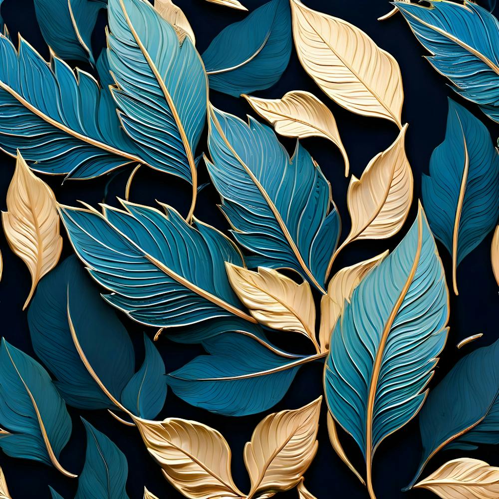 Blue And Gold Leaves 2