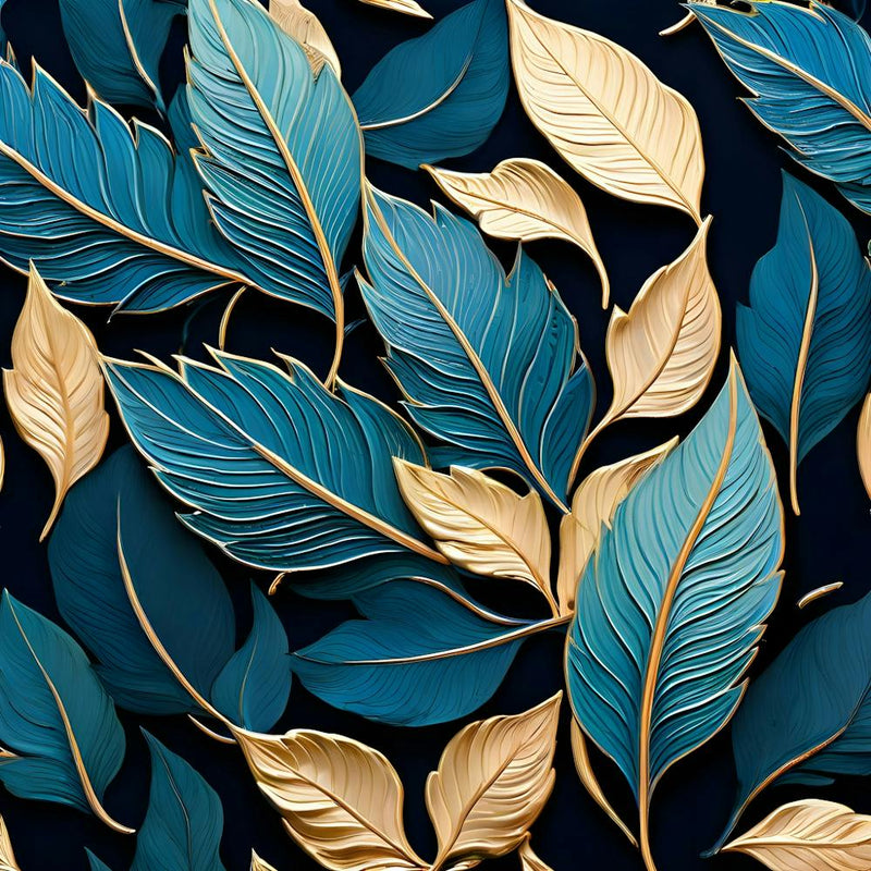 Blue And Gold Leaves 2
