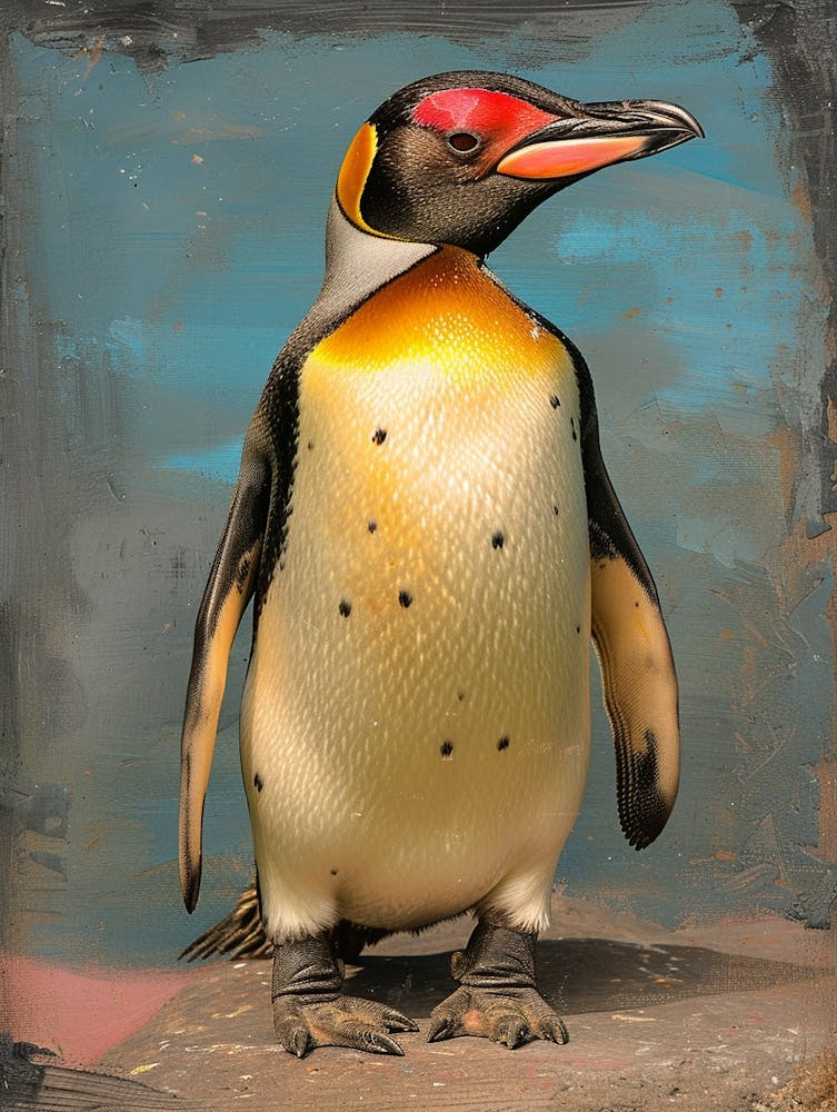 Galapagos Penguin Fernandina Island Colour Block Painting 4