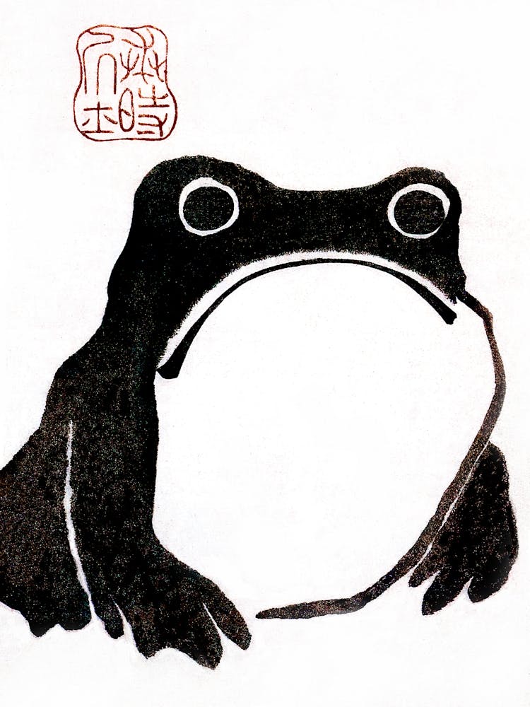 Grumpy Frog, Vintage Asian Art