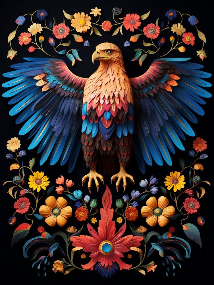 Folk Bird Illustration Golden Eagle 2
