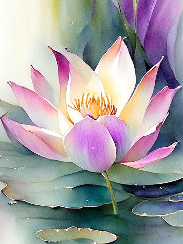 Sacred Lotus Watercolour 1