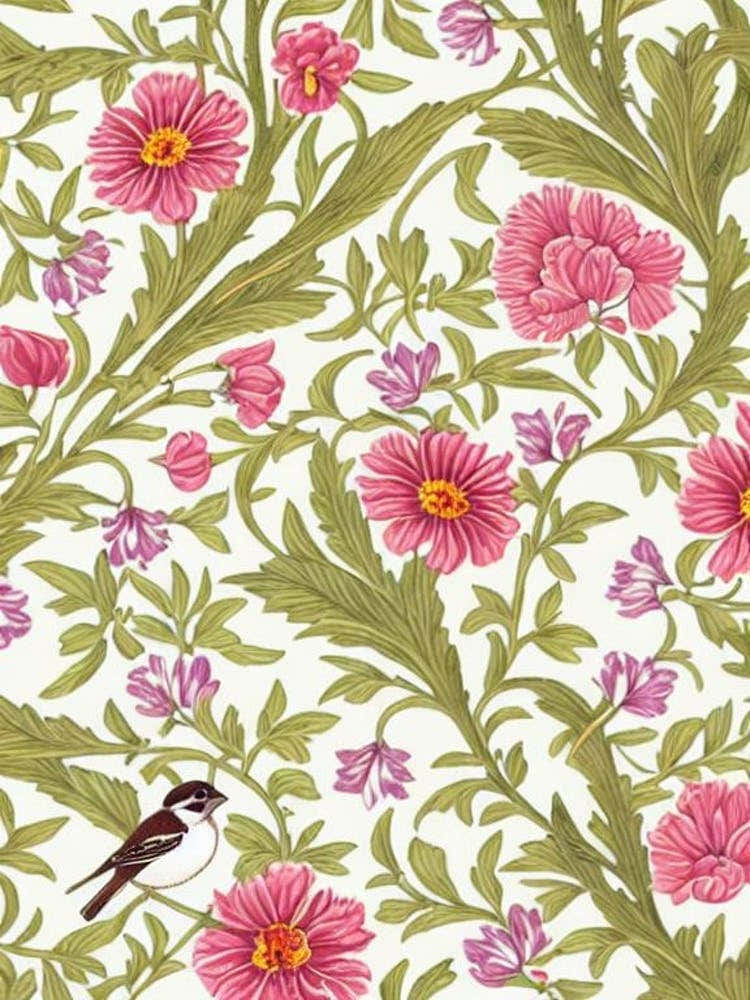Sparrow 2 William Morris Style Bird