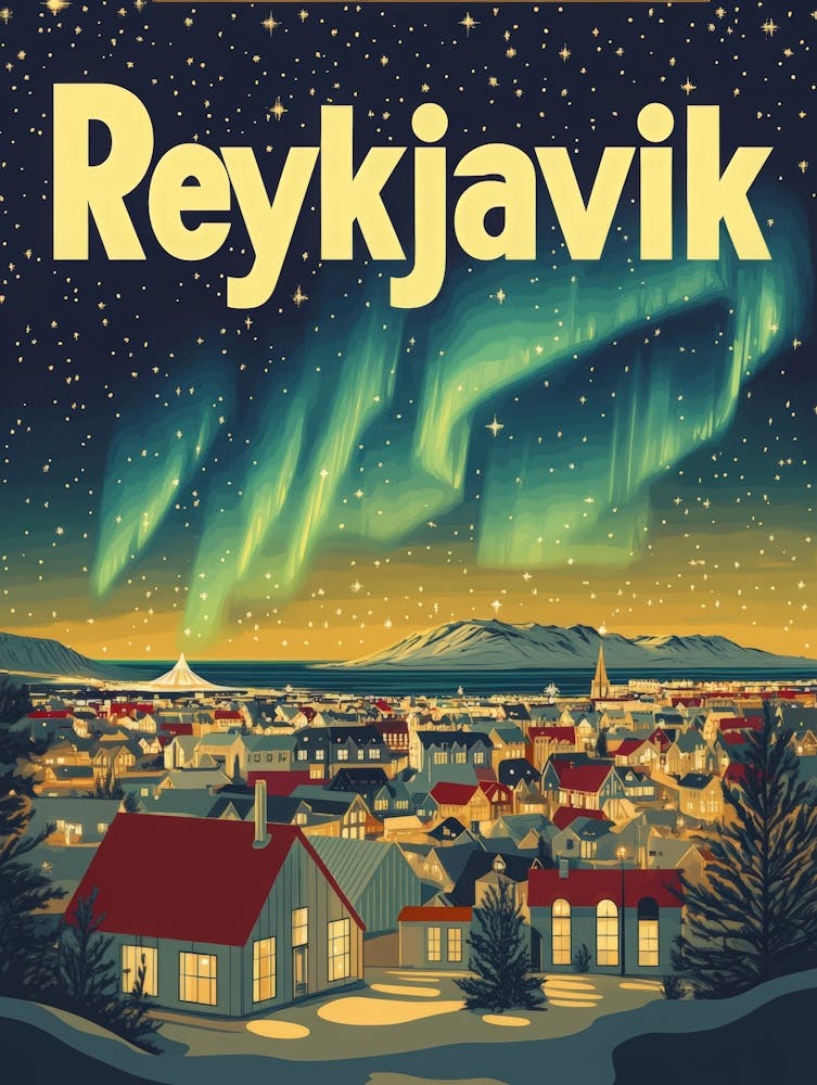 Aihrgdesign A 1970s Inspired Travel Poster For Reykjavik 2