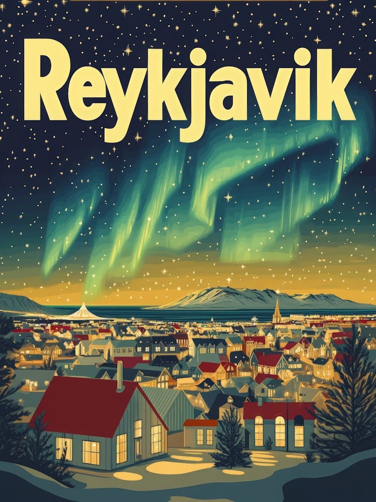 Aihrgdesign A 1970s Inspired Travel Poster For Reykjavik 2