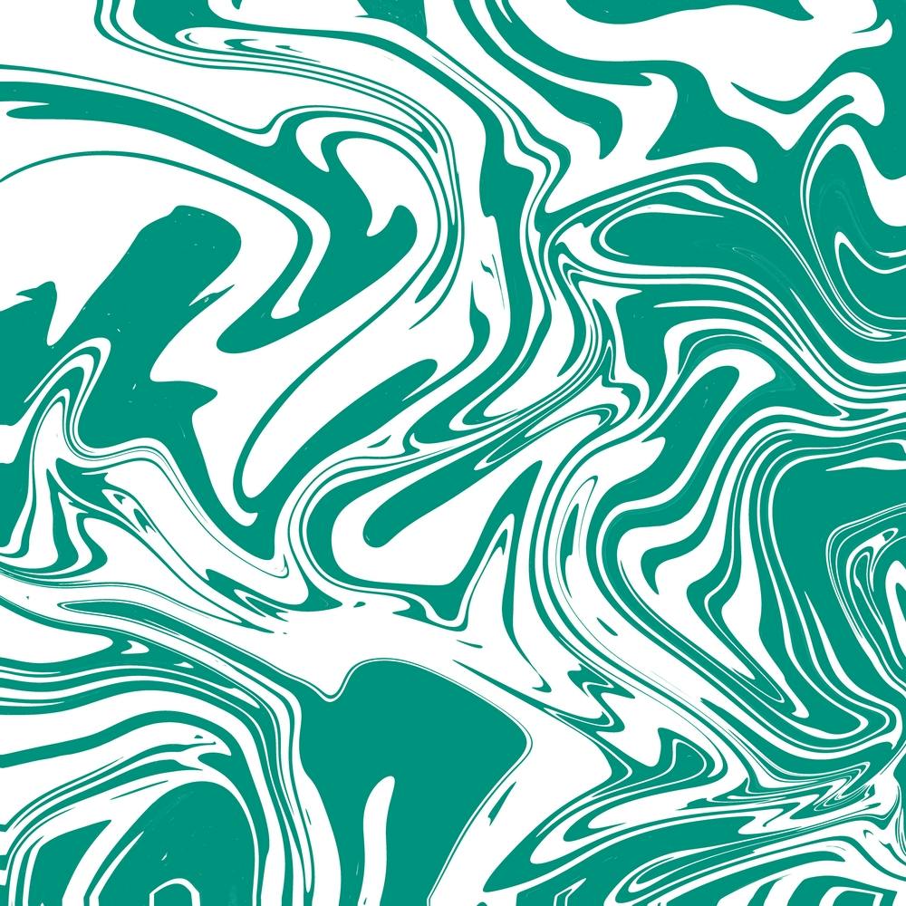 Liquid Contemporary Abstract Teal Blue and White Swirls - Retro Liquid Swirl Lava Lamp Pattern