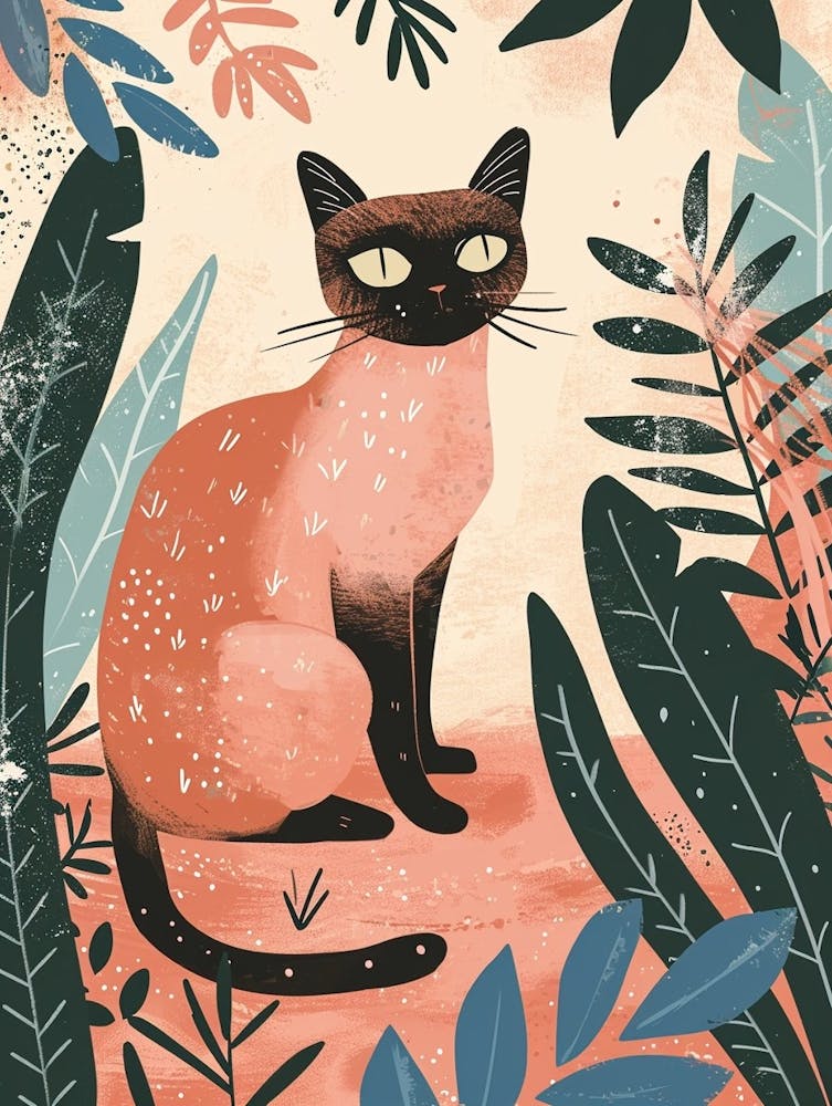 Balinese Cat Storybook Illustration 4