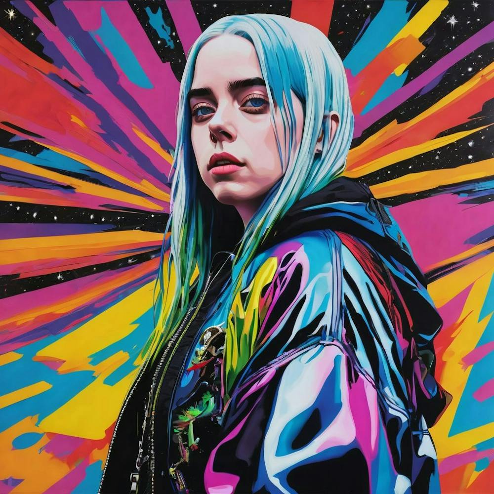 Billie Eilish farbenfrohes Porträt