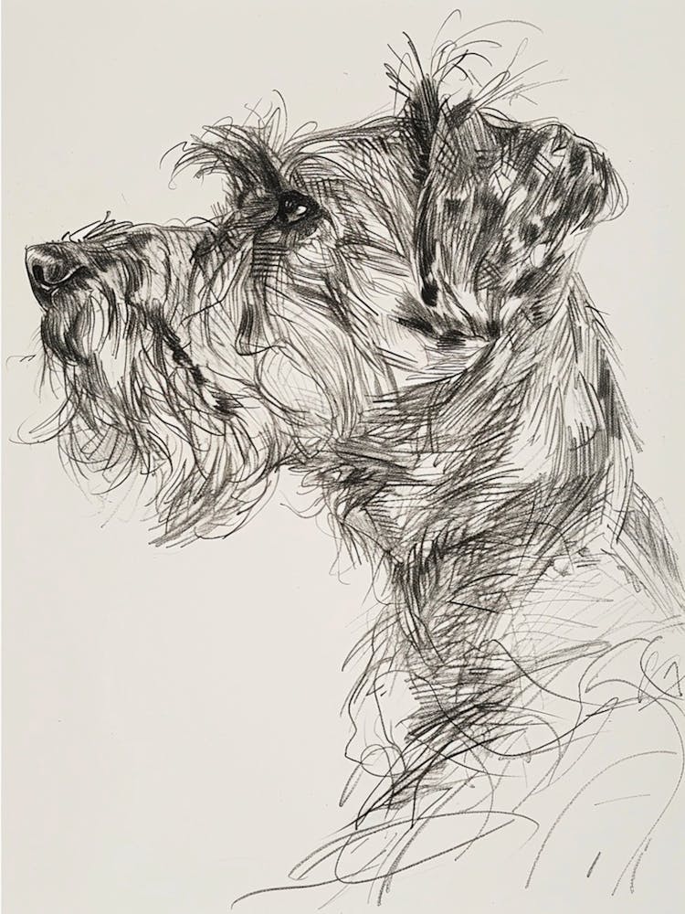 Briard Dog Line Sketch 2