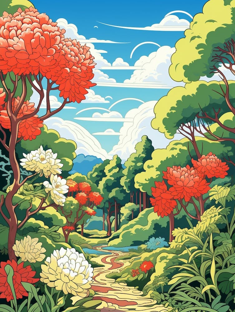 Rikugien Gardens Japan Illustration 1