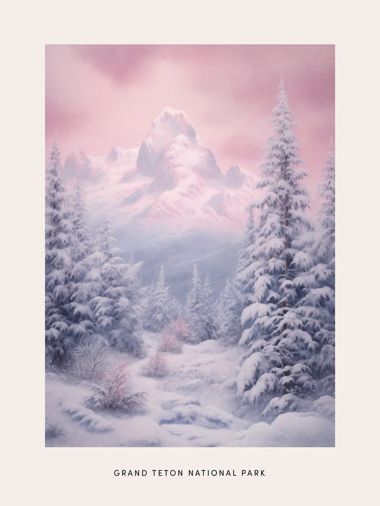Dreamy Winter National Park Poster  Grand Teton National Park United States 3