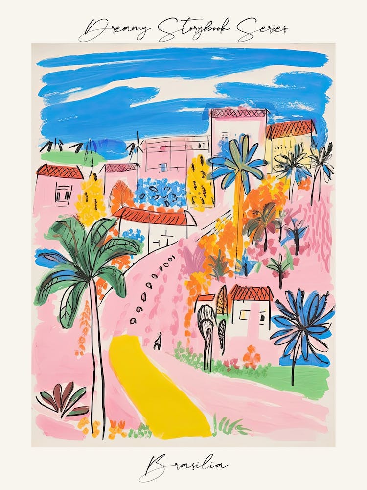 Poster Of Brasilia, Dreamy Storybook Illustration 3