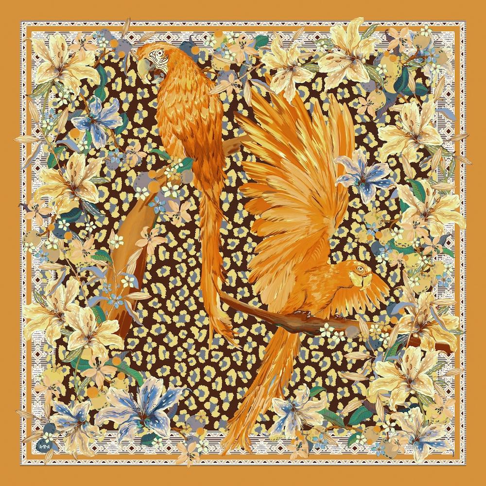 Parrots Leopard Pattern Square