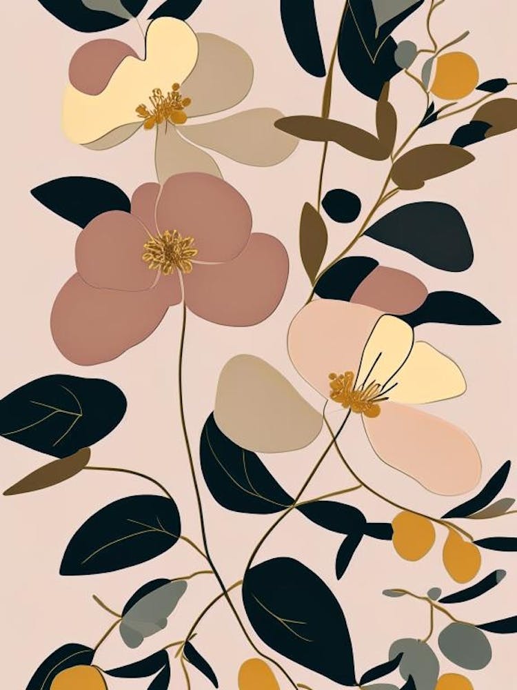 California Wild Rose Wildflower Modern Muted Colours 2