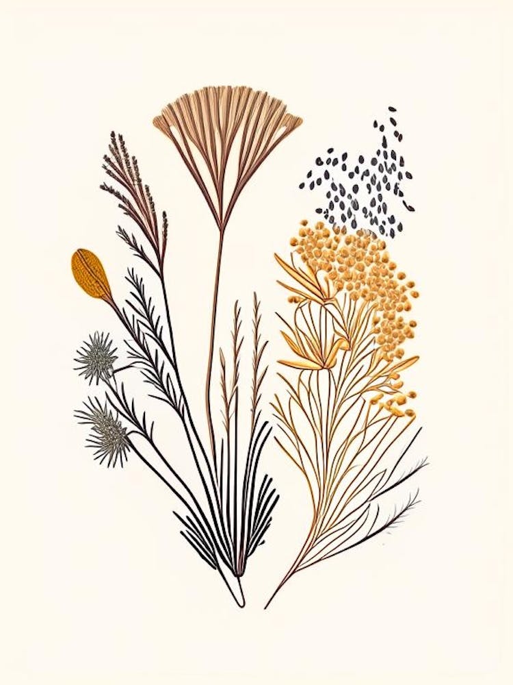 Caraway Seeds Spices And Herbs Minimal Line Drawing 2