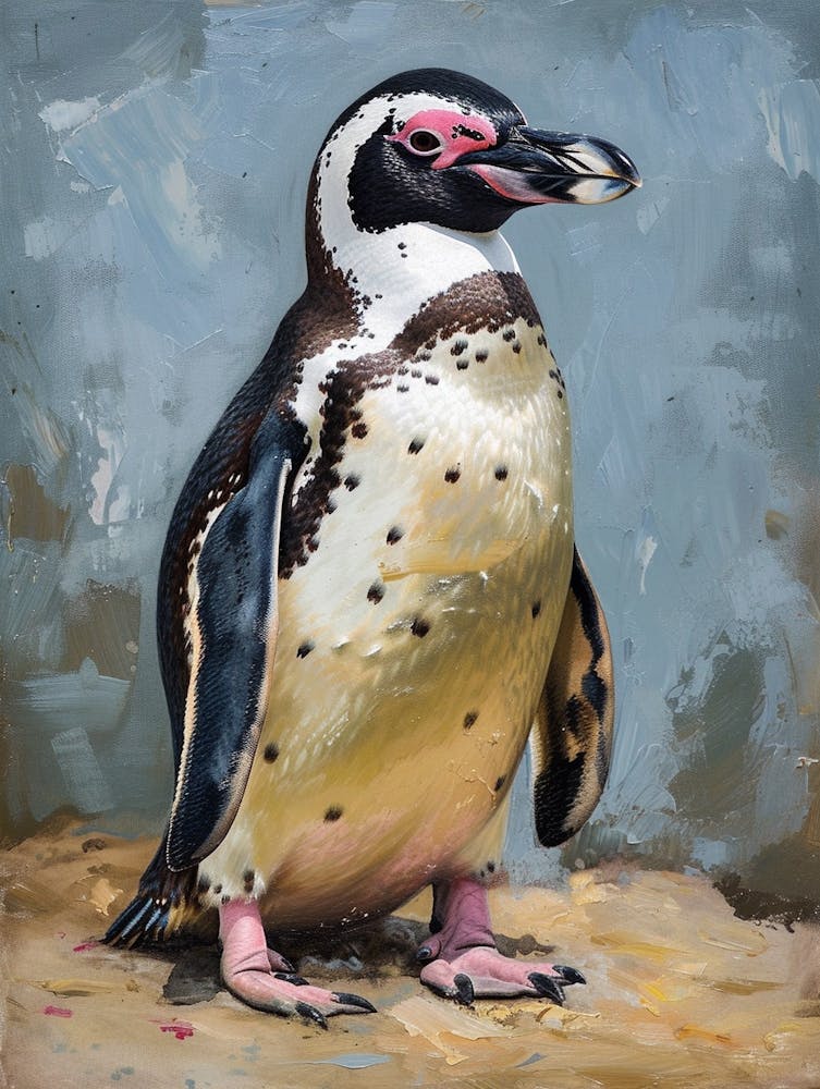 African Penguin Ross Island Oil Painting 2