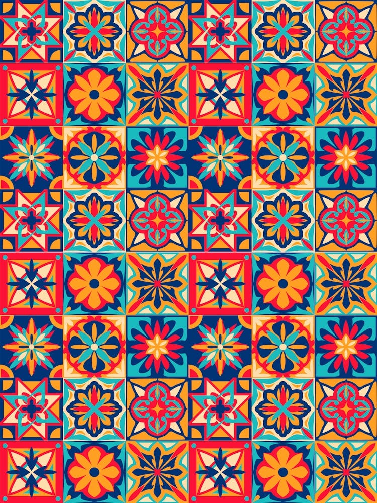 Azulejo - vector tiles, Portuguese tiles, Mexican Tile Pattern 1