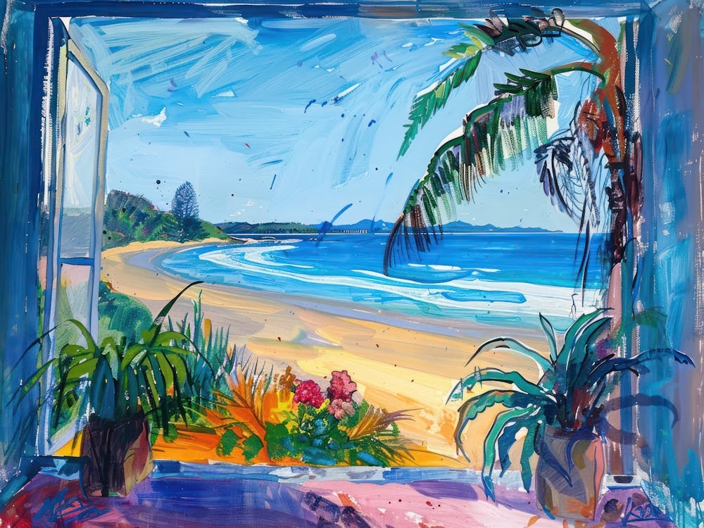 Byron Bay From The Window View Painting 4