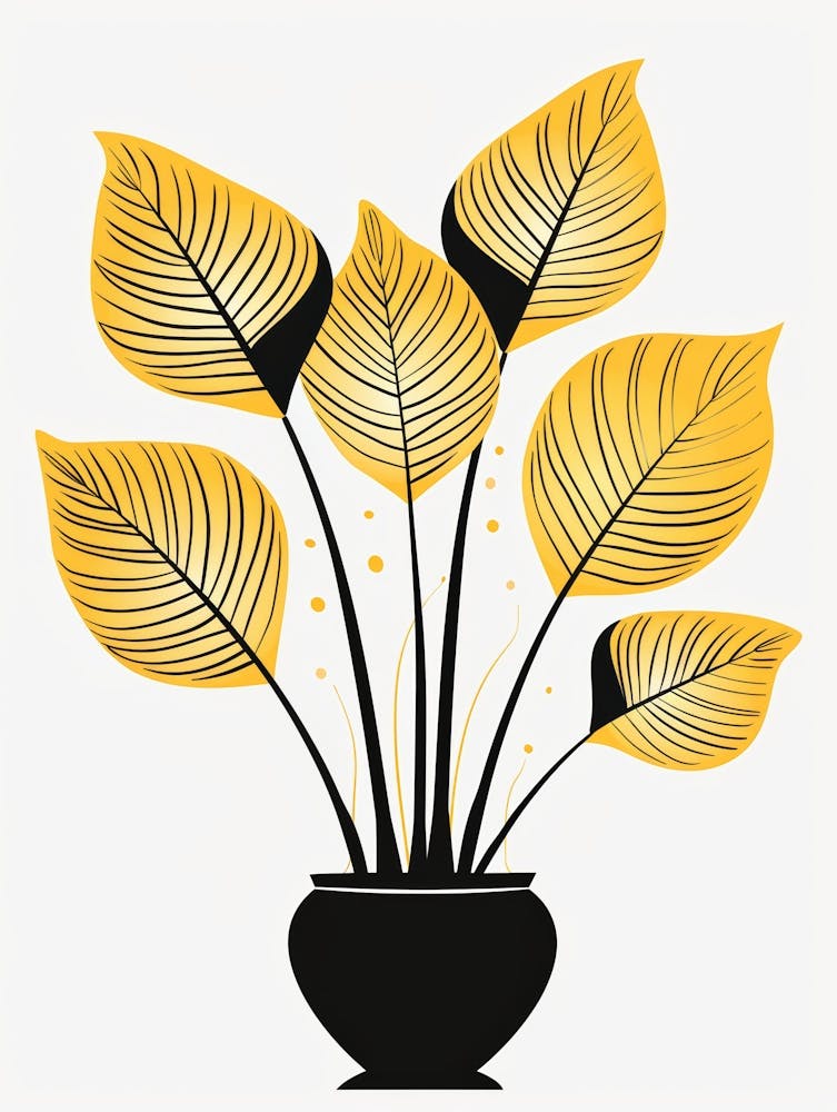 Yellow Leaves In A Vase